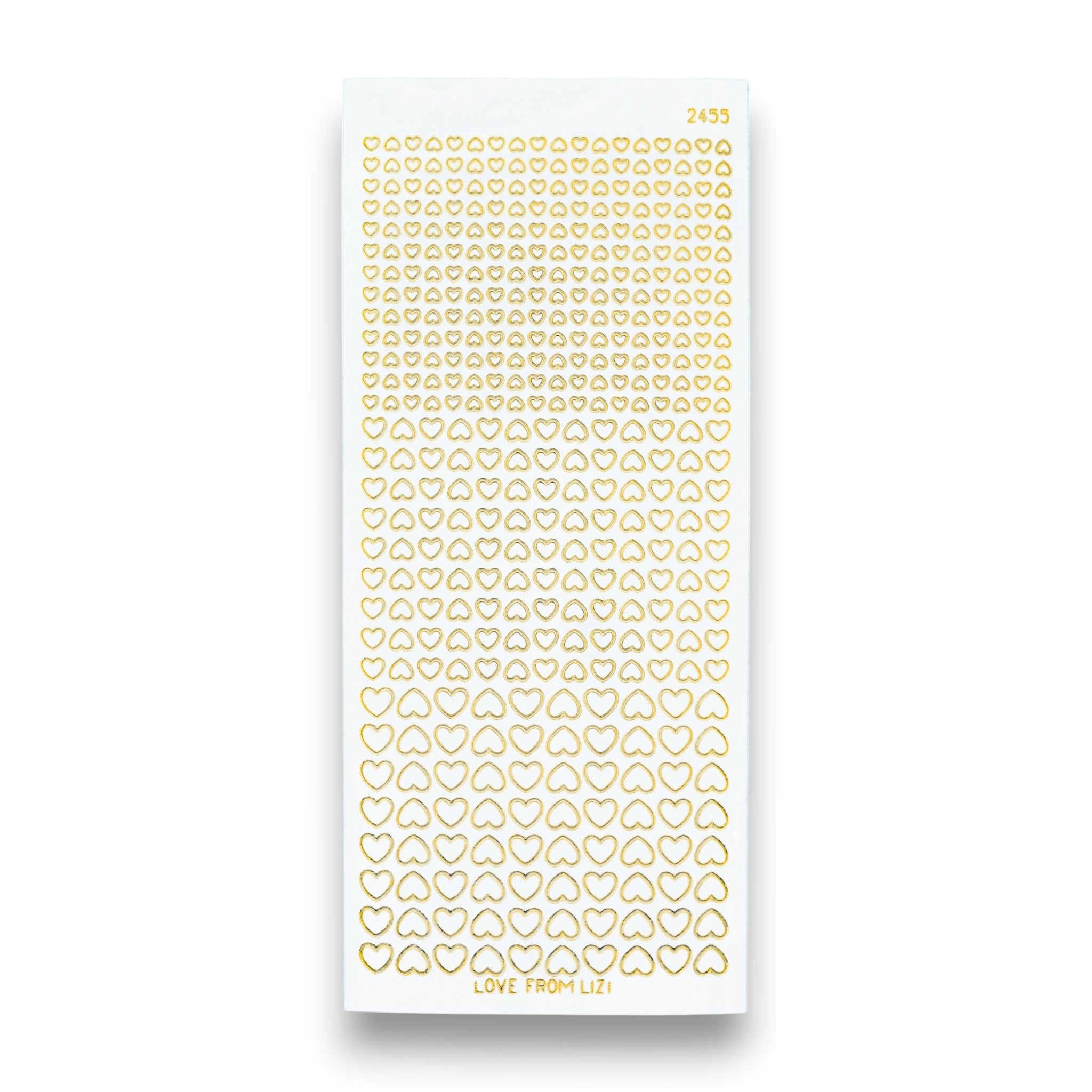 Mini Heart White With Gold Finish Peel-Off Stickers